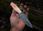 Damascus Hunting Knife — Hand-Forged, Camel Bone Handle, Leather Sheath - Image 3