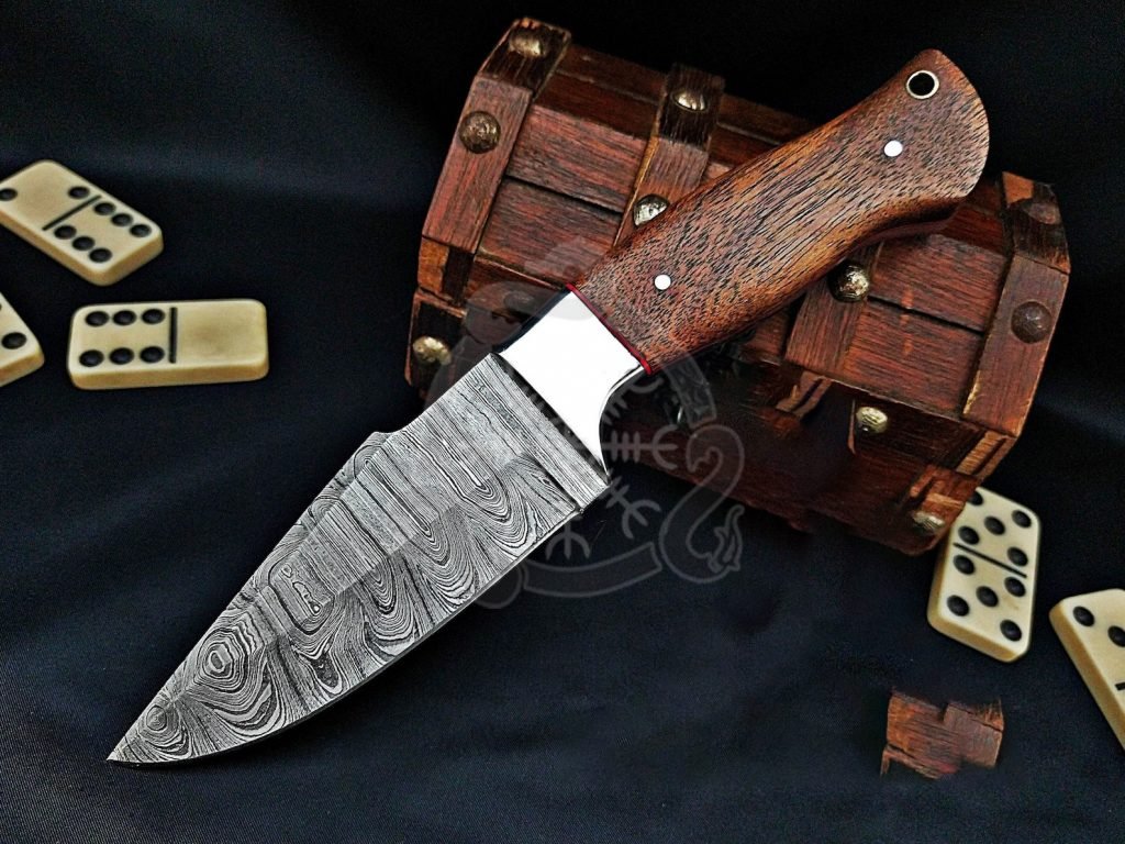 Damascus Hunting Knife — Hand-Forged, Stag Horn Handle, Leather Sheath – Style 2 - view 2