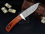 Damascus Hunting Knife — Hand-Forged, Stag Horn Handle, Leather Sheath – Style 3 - Image 3