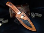 Damascus Hunting Knife — Hand-Forged, Stag Horn Handle, Leather Sheath – Style 3 - Image 6