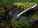 Damascus Folding Pocket Knife — Hand-Forged, Ram Horn Handle, Leather Sheath | Engraving Available - Image 3