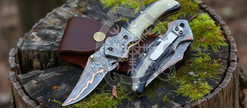 Damascus Fish Fillet Knife, Hand-Forged, 8.5″ Overall, Leather Sheath