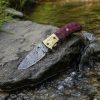 RK-1016 Handmade Damascus Folding Knife  Red Micarta Handle with Mosaic Pin | Pocket Knife with Leather Sheath  Groomsmen, Birthday & Anniversary Gift for Him - Image 3