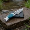 RK-1014 Handmade Damascus Steel Pocket Knife, Fishing Folding Knife, Camping Knife,  Gift for Him - Image 2