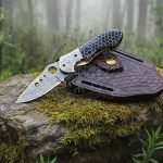 Damascus Folding Pocket Knife — Hand-Forged, Ram Horn Handle, Leather Sheath | Engraving Available