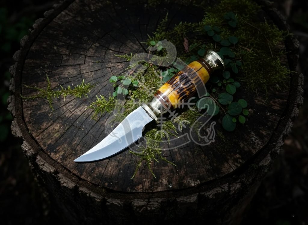 D2 Steel Skinner Knife — Hand-Forged, Bone Handle, Leather Sheath