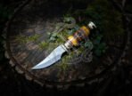 D2 Steel Skinner Knife — Hand-Forged, Bone Handle, Leather Sheath