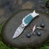 RK-1014 Handmade Damascus Steel Pocket Knife, Fishing Folding Knife, Camping Knife,  Gift for Him - Image 4