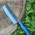 High-Carbon Cleaver — Hand-Forged, Resin Handle, Leather Sheath