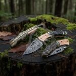 Damascus Folding Pocket Knife — Hand-Forged, Leather Sheath | Engraving Available (RK-1022)
