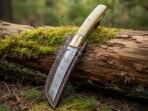 Damascus Viking Seax Knife — Hand-Forged, Bone Handle, Leather Sheath | Engraving Available (RK-1029) - Image 2
