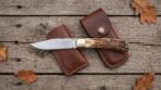 Stagsteel Hand Forged Stainless Steel Folding Pocket Knife with Stag Horn Handle & Leather Sheath and Engraving Available | Everyday Carry Gift | RK-1032