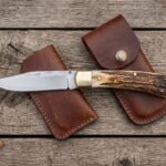Stagsteel Hand Forged Stainless Steel Folding Pocket Knife with Stag Horn Handle & Leather Sheath and Engraving Available | Everyday Carry Gift | RK-1032