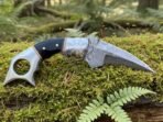 Damascus Karambit Knife — Hand-Forged, Ram Horn Handle, Leather Sheath | Engraving Available - Image 3