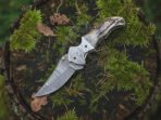 Damascus Folding Pocket Knife — Hand-Forged, Stag Horn Handle, Leather Sheath (RK-1022) - Image 2