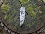 Stainless Steel Folding Pocket Knife — Hand-Forged, 7.5" Overall, Leather Sheath | Engraving Available - Image 4