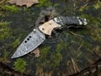 Damascus Folding Pocket Knife — Hand-Forged, Leather Sheath | Engraving Available (RK-1022) - Image 3