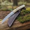 RK-1029   Personalized Handmade Damascus Tanto Knife with Musaic Bone Handle & Leather Sheath  Halloween Gift for Her & Him - Image 4