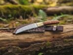 Damascus Viking Seax Knife — Hand-Forged, Rosewood Handle, Leather Sheath - Image 3