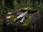 Damascus Folding Pocket Knife — Hand-Forged, Stag Horn Handle, Leather Sheath (RK-1022) - Image 3