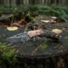 RK-1022 Damascus Steel Folding Knife: Handmade Sheep Horn Handle, Engraved Copper Bolsters - Image 4