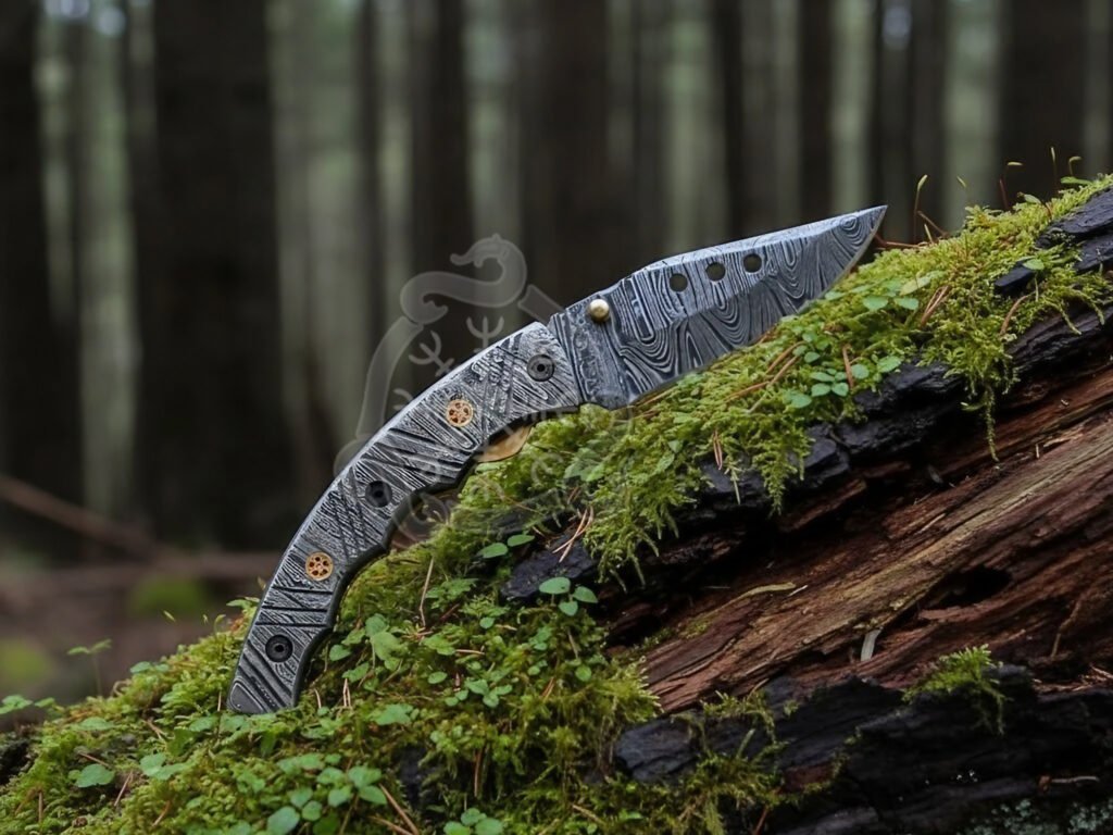 Damascus Folding Pocket Knife — Hand-Forged, Leather Sheath | Engraving Available (RK-1024) - view 2