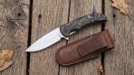 Mosaicfold Hand Forged Stainless Steel Folding Pocket Knife with Resin Handle and Black Mosaic Pins & Leather Sheath | Everyday Carry Gift | RK-1047