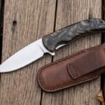 Mosaicfold Hand Forged Stainless Steel Folding Pocket Knife with Resin Handle and Black Mosaic Pins & Leather Sheath | Everyday Carry Gift | RK-1047