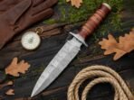 Damascus Dagger Knife — Hand-Forged, Bone Handle, Leather Sheath (RK-1051) - Image 3
