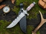 Damascus Bowie Knife — Hand-Forged, Bone Handle | Engraving Available - Image 3