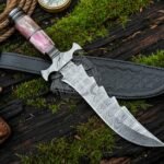 Damascus Bowie Knife — Hand-Forged, Bone Handle | Engraving Available