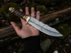Damascus Bowie Knife — Hand-Forged, Bone Handle, Leather Sheath (RK-1037) - Image 4