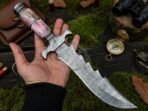 Damascus Bowie Knife — Hand-Forged, Bone Handle | Engraving Available - Image 5
