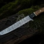 Damascus Fish Fillet Knife — Hand-Forged, Wood Handle, Leather Sheath — Pattern 4 (RK-1035)