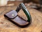 Damascus Folding Pocket Knife — Hand-Forged, Wood Handle, Leather Sheath (RK-1042) - Image 5