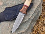 Damascus Dagger Knife — Hand-Forged, 8.75" Overall, Micarta Handle, Leather Sheath - Image 3