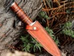 Damascus Dagger Knife — Hand-Forged, Bone Handle, Leather Sheath (RK-1051) - Image 4