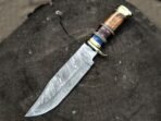Damascus Bowie Knife — Hand-Forged, Wood Handle, Leather Sheath (RK-1056) - Image 2