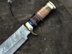 Damascus Bowie Knife — Hand-Forged, Wood Handle, Leather Sheath (RK-1056) - Image 3