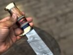 Damascus Bowie Knife — Hand-Forged, Wood Handle, Leather Sheath (RK-1056) - Image 4