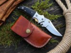 Stainless Steel Folding Pocket Knife, Hand-Forged, 7.5″ Overall, Resin Handle, Leather Sheath