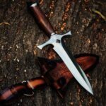 High-Carbon Dagger Knife — Hand-Forged, Rosewood Handle, Leather Sheath | Engraving Available