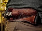 High-Carbon Skinner Knife, Hand-Forged, Wood Handle, Leather Sheath | Engraving Available - view 3