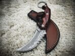 Damascus Karambit Knife — Hand-Forged, Rosewood Handle, Leather Sheath | Engraving Available (RK-1068)