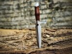 High-Carbon Dagger Knife, Hand-Forged, Rosewood Handle, Leather Sheath | Engraving Available - view 2