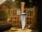 Damascus Hunting Knife — Hand-Forged, Rosewood Handle, Leather Sheath - Image 2