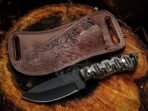 High-Carbon Skinner Knife, Hand-Forged, Wood Handle, Leather Sheath | Engraving Available