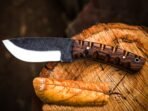 High-Carbon Skinner Knife — Hand-Forged, Olive Wood Handle, Leather Sheath | Engraving Available - Image 3
