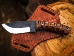 High-Carbon Skinner Knife — Hand-Forged, Olive Wood Handle, Leather Sheath | Engraving Available