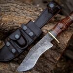 Damascus Bowie Knife — Hand-Forged, Leather Sheath